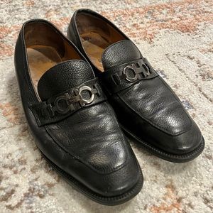Salvatore Ferragamo Textured Pebbled Black Loafers